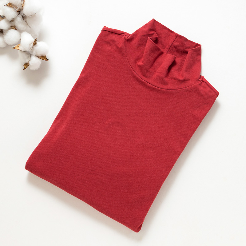 Organic男保暖半高領衫(石榴紅)