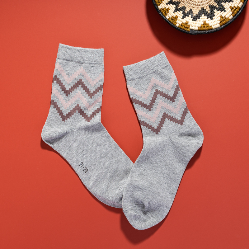 Organic提花短襪(圖騰之舞)(灰色)