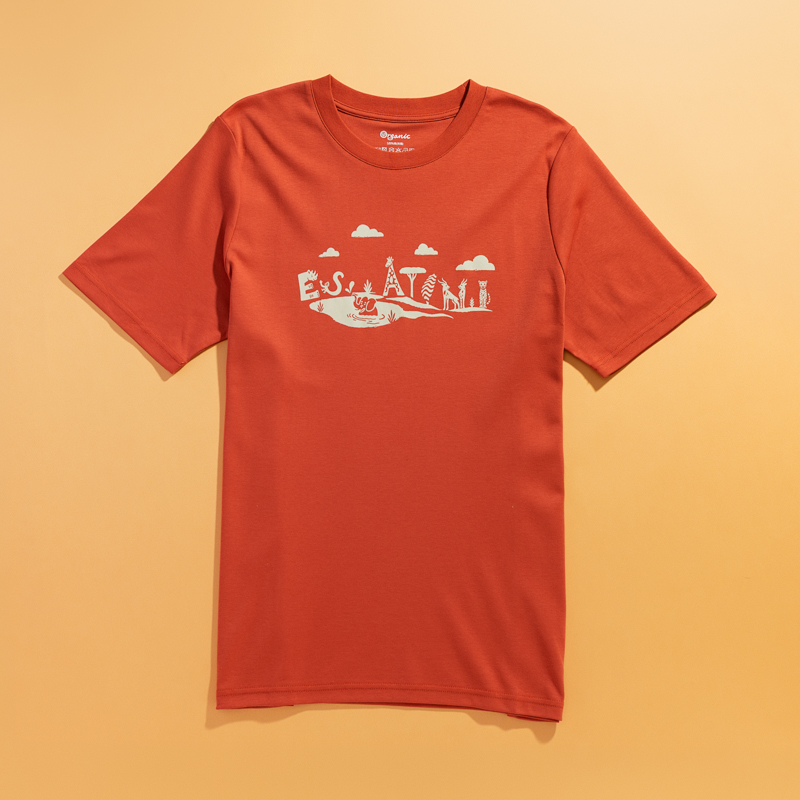 Organic圓短T恤-草原同樂(橘色)