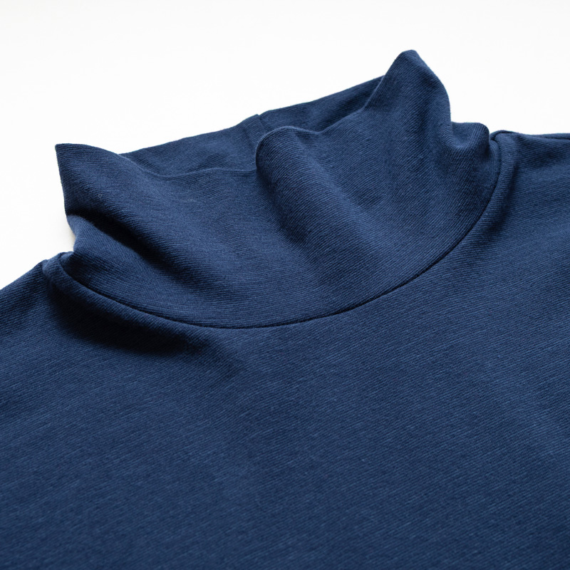 Organic男保暖半高領衫(靛藍色)
