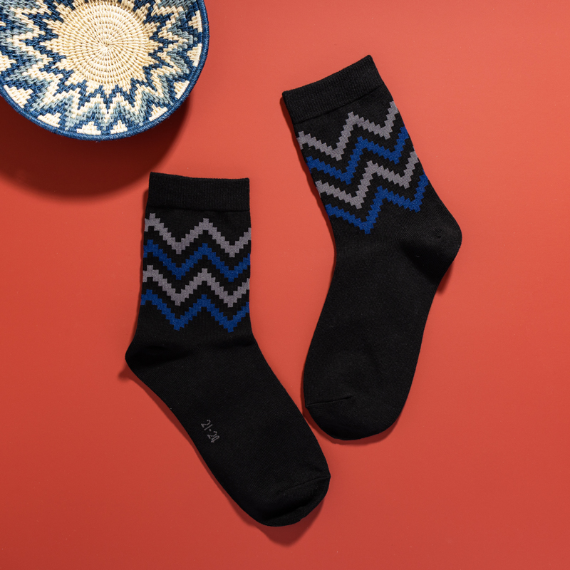 Organic提花短襪(圖騰之舞)(黑色)