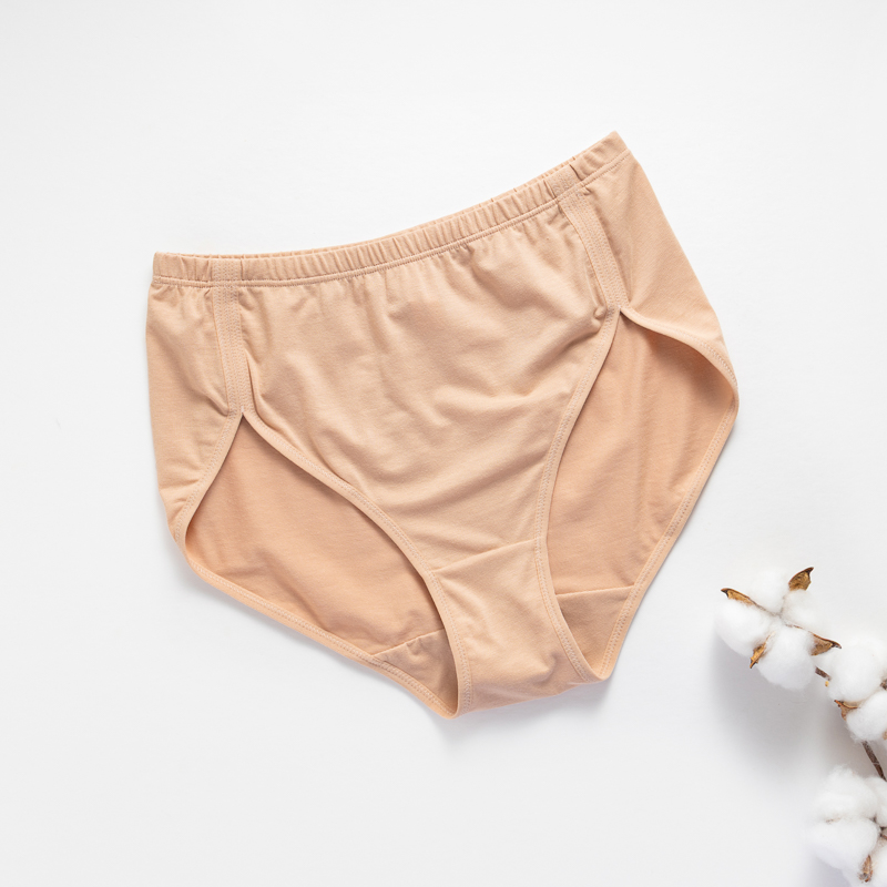 Organic雲柔女中腰內褲(涼感環保)(淡茶色)