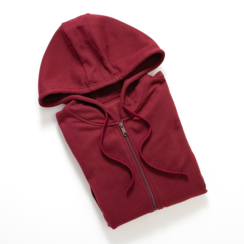 Organic男刷毛連帽外套(落日紅)