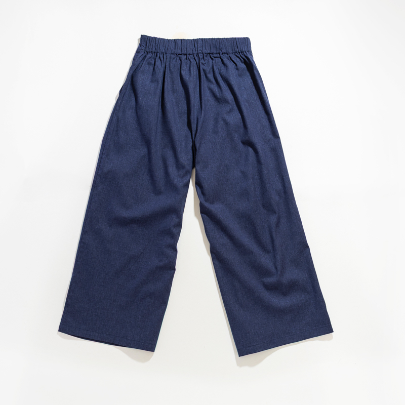 Organic女飄逸寬褲(深藍)