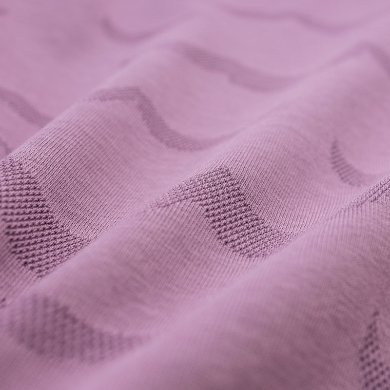 Organic涼感七分袖上衣(波浪紋)(粉紫)