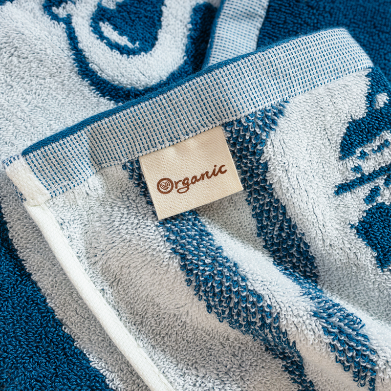 Organic有機棉洗臉巾(草原同樂)(藍綠/白)