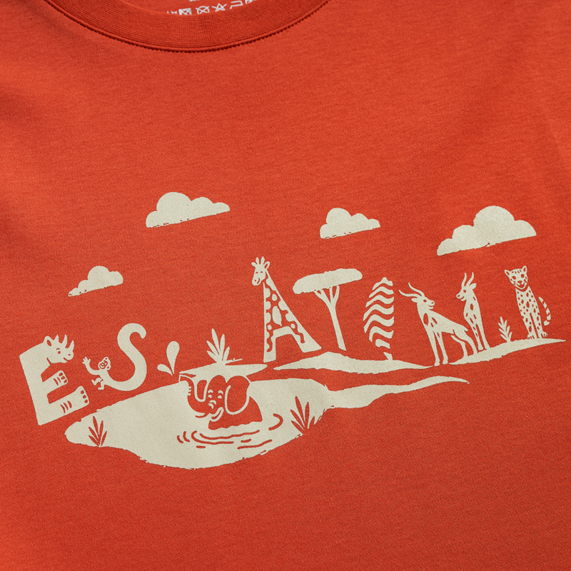 Organic圓短T恤-草原同樂(橘色)