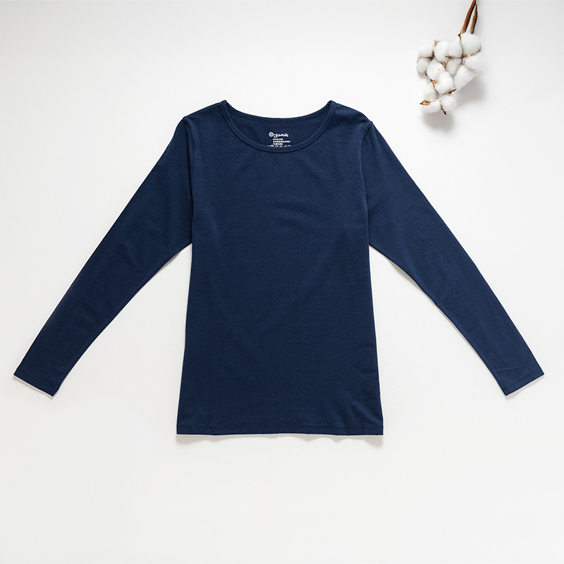 Organic女保暖圓領衫(靛藍色)