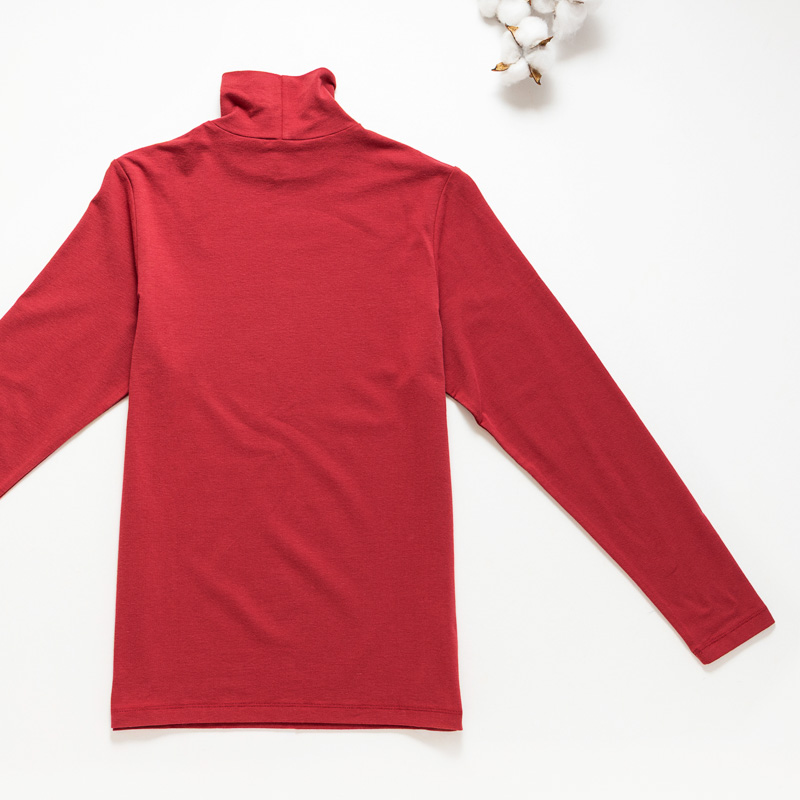 Organic女保暖半高領衫(石榴紅)