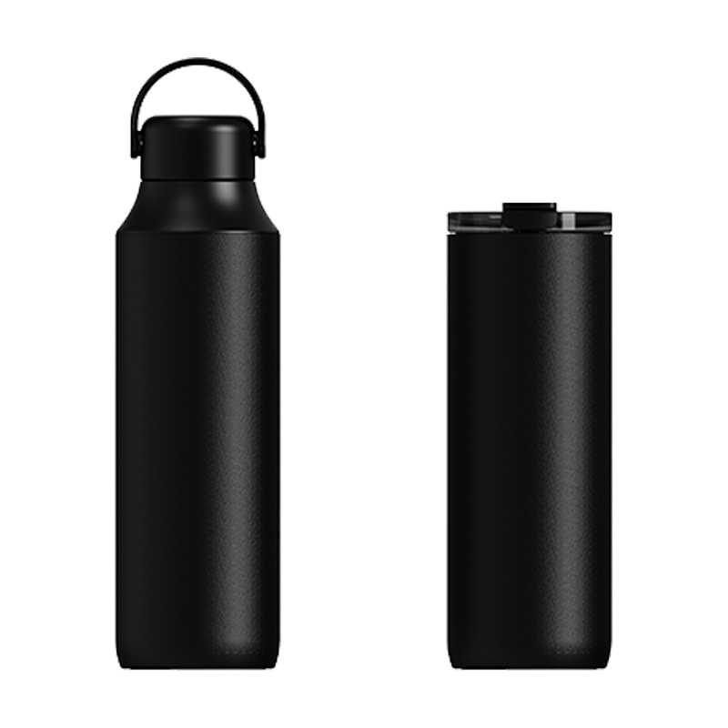 巧禮兩用陶瓷塗層保溫杯-霧夜黑600ml
