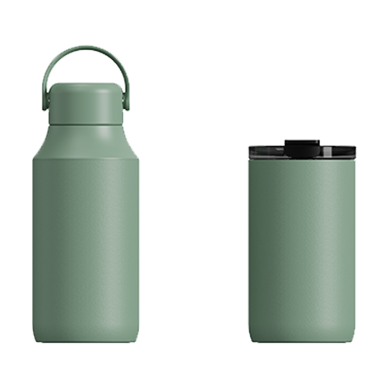 巧禮兩用陶瓷塗層保溫杯-莫蘭綠350ml