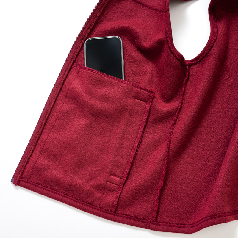 Organic女刷毛立領背心(落日紅)