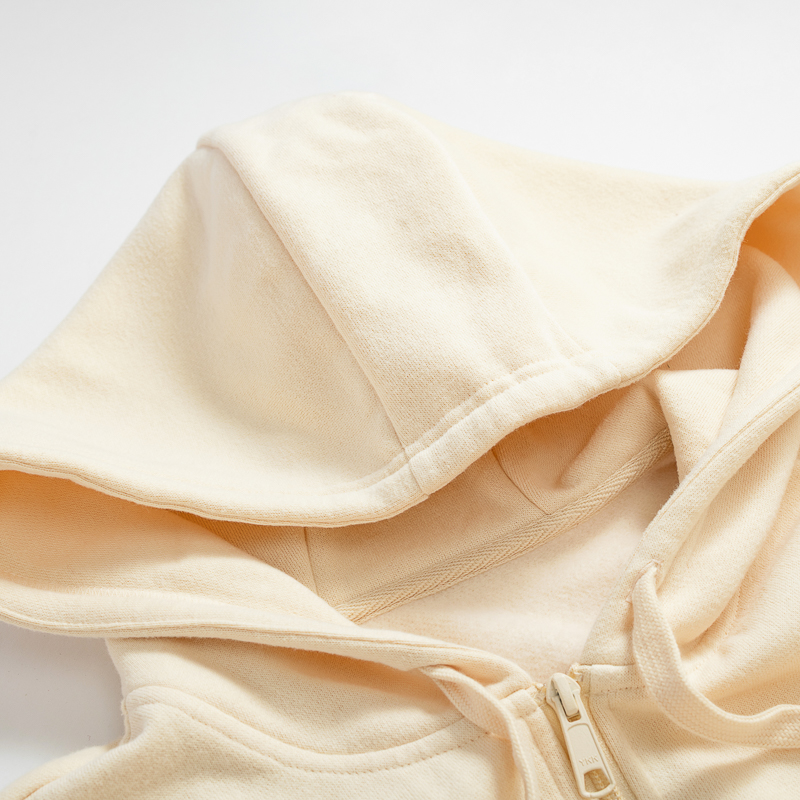 Organic女刷毛連帽外套(奶油白)