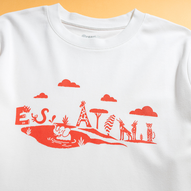 Organic圓短T恤-草原同樂(白色)