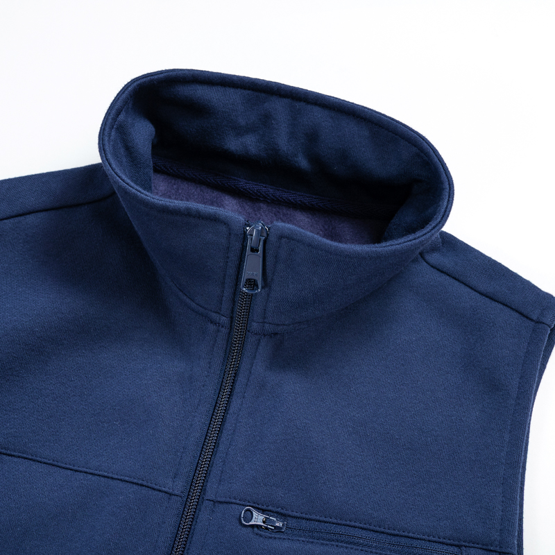 Organic女刷毛立領背心(午夜藍)