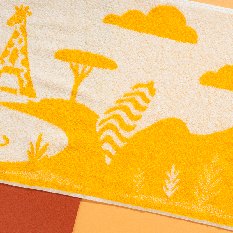 Organic有機棉運動巾-草原同樂(黃/白)