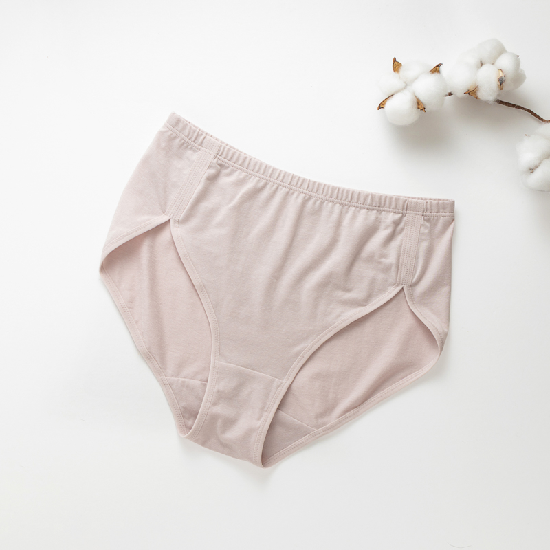 Organic雲柔女中腰內褲(涼感環保)(粉芋色)
