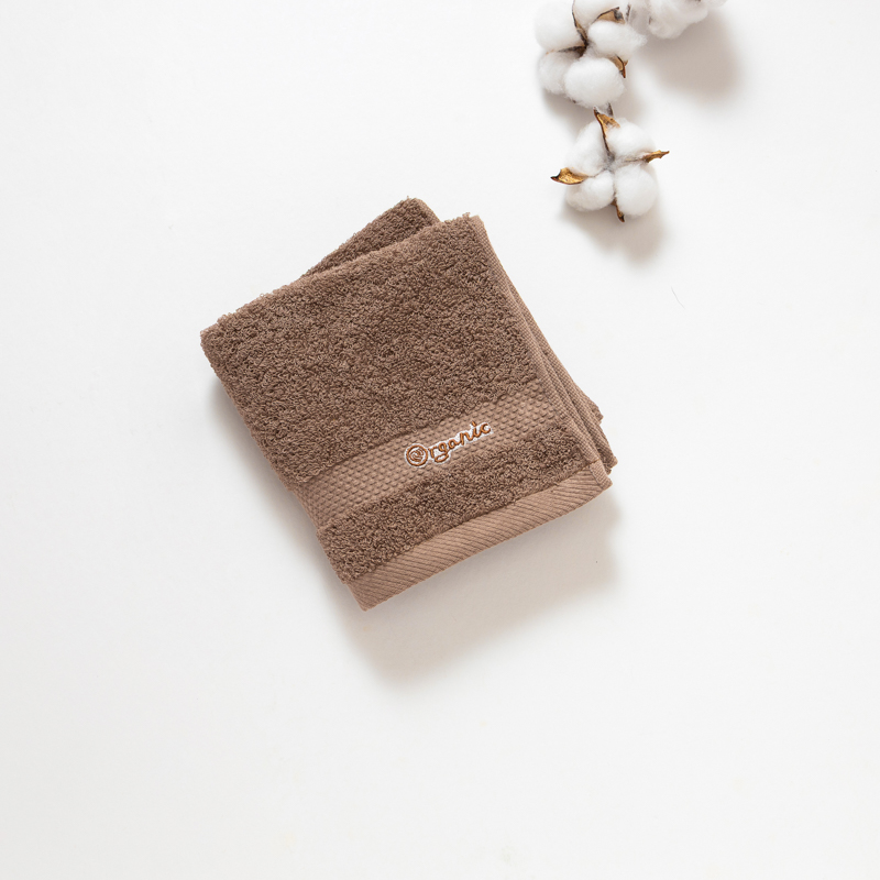 Organic平織毛巾圈洗臉巾(可可)