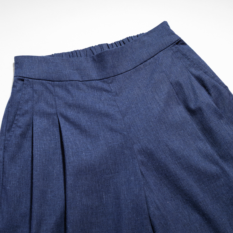 Organic女飄逸寬褲(深藍)