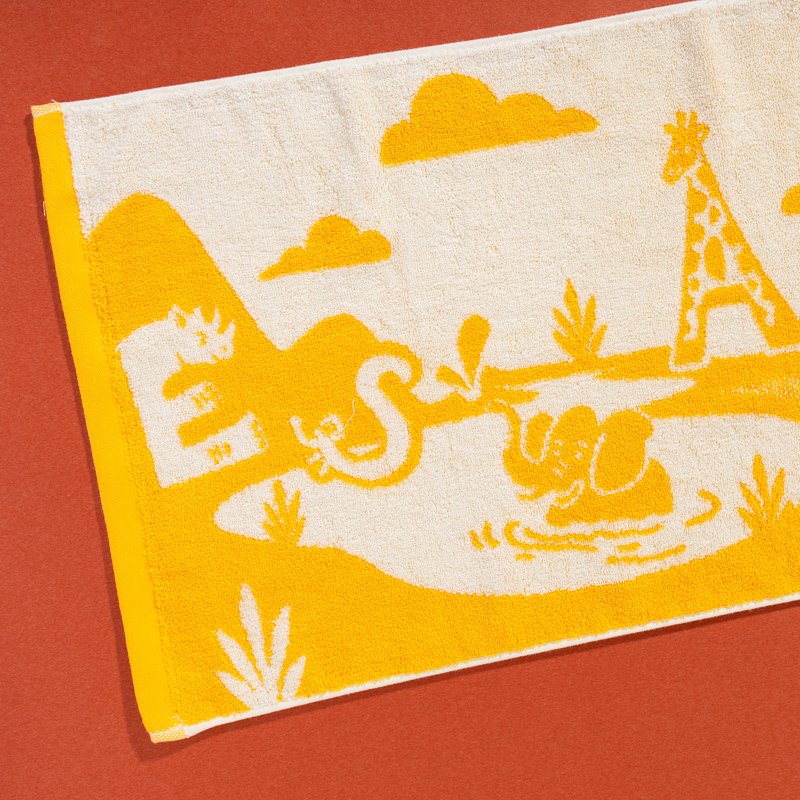 Organic有機棉洗臉巾(草原同樂)(黃/白)