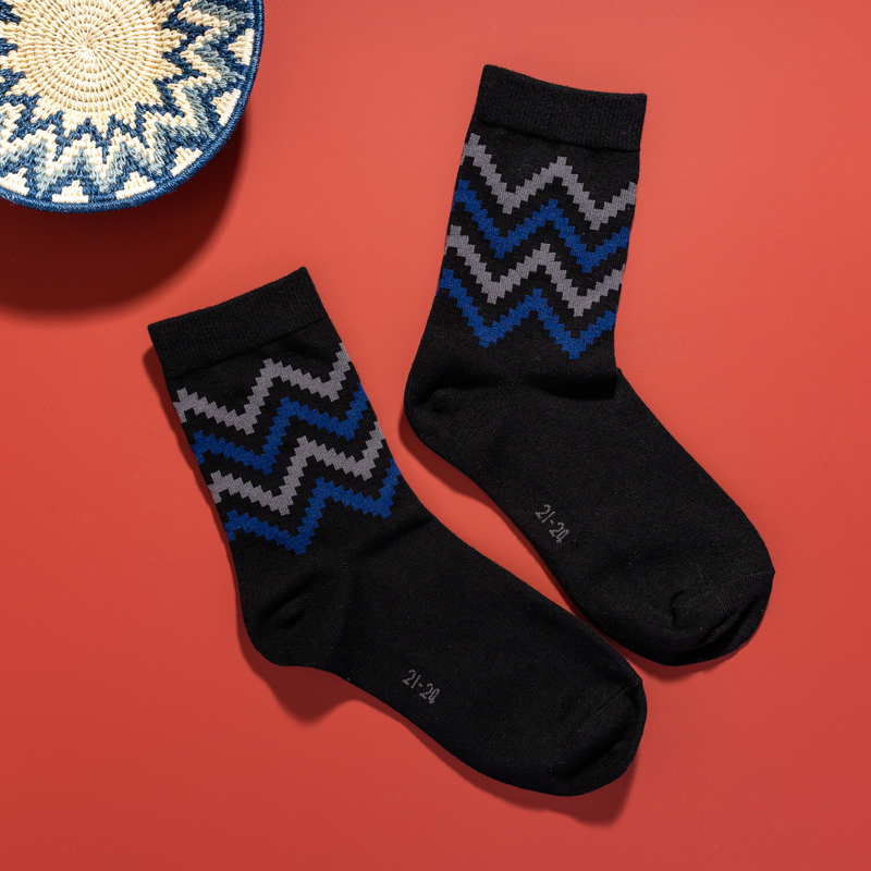 Organic提花短襪(圖騰之舞)(黑色)