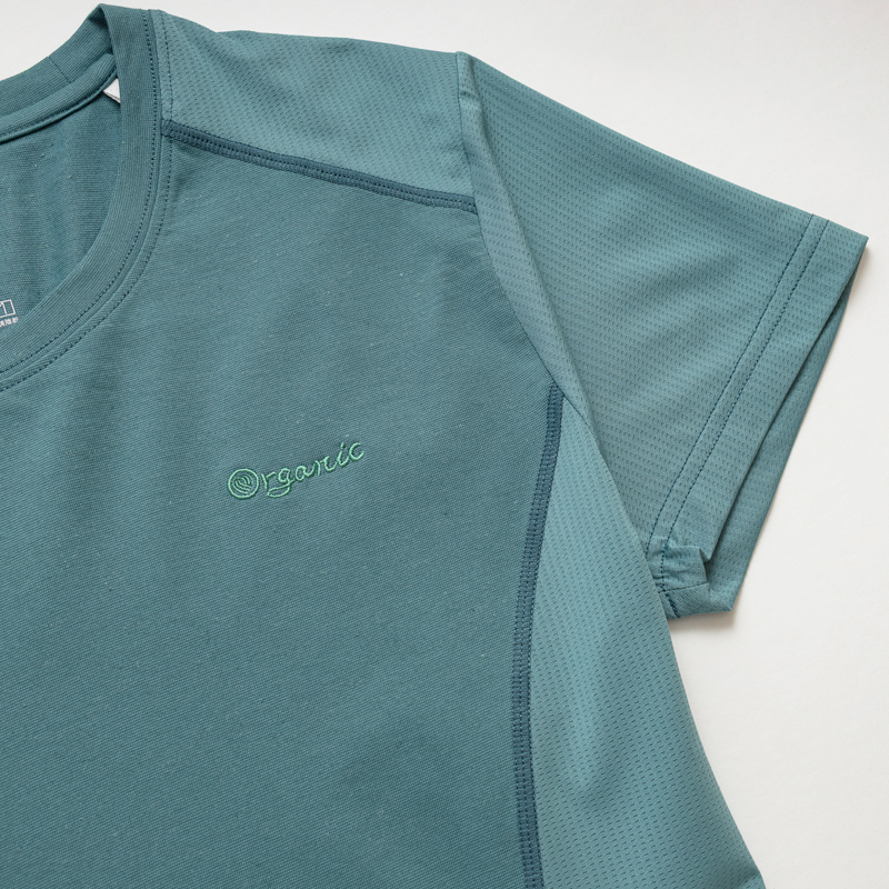 Organic拚接女圓短T恤 (鳳梨涼感)(綠色)