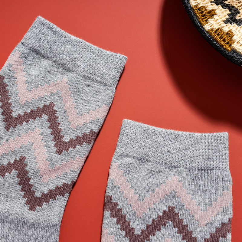 Organic提花短襪(圖騰之舞)(灰色)